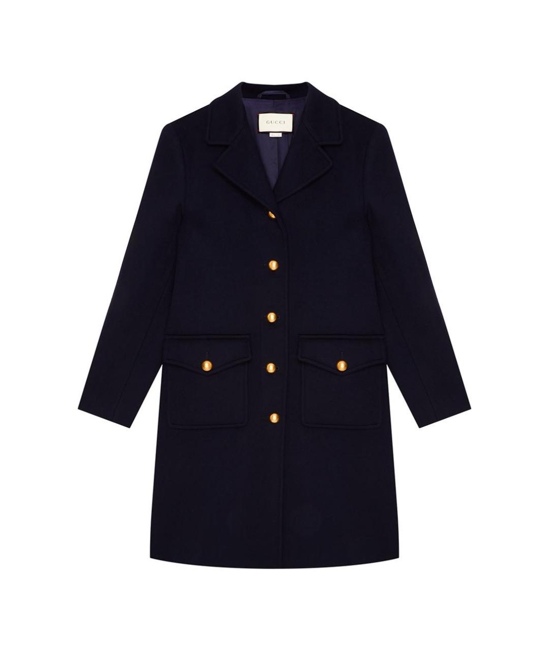 GUCCI Темно-синее шерстяное пальто, фото 1