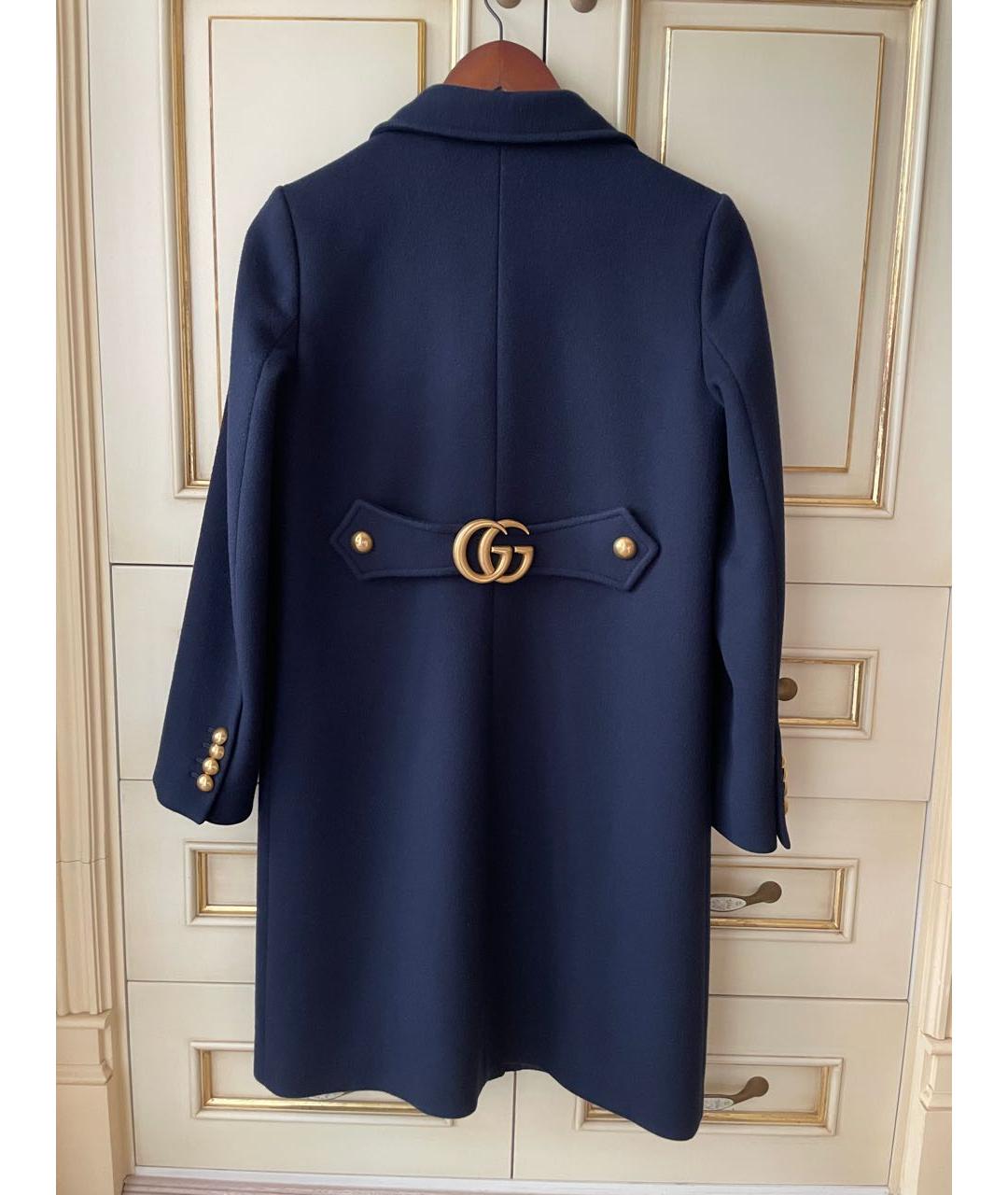 GUCCI Темно-синее шерстяное пальто, фото 2