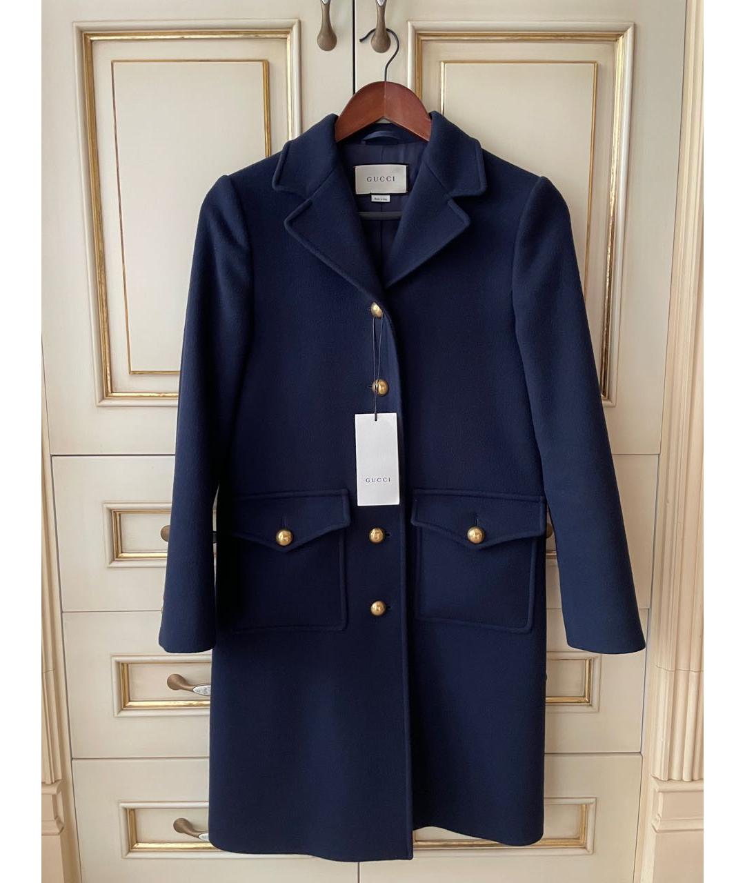 GUCCI Темно-синее шерстяное пальто, фото 3