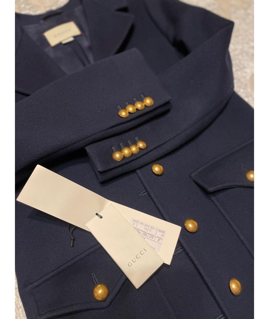 GUCCI Темно-синее шерстяное пальто, фото 4