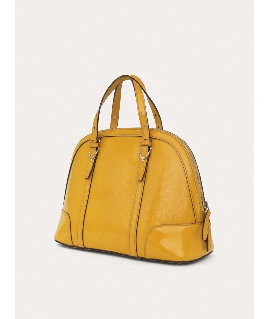 GUCCI Желтая сумка с короткими ручками из лакированной кожи, фото 2
