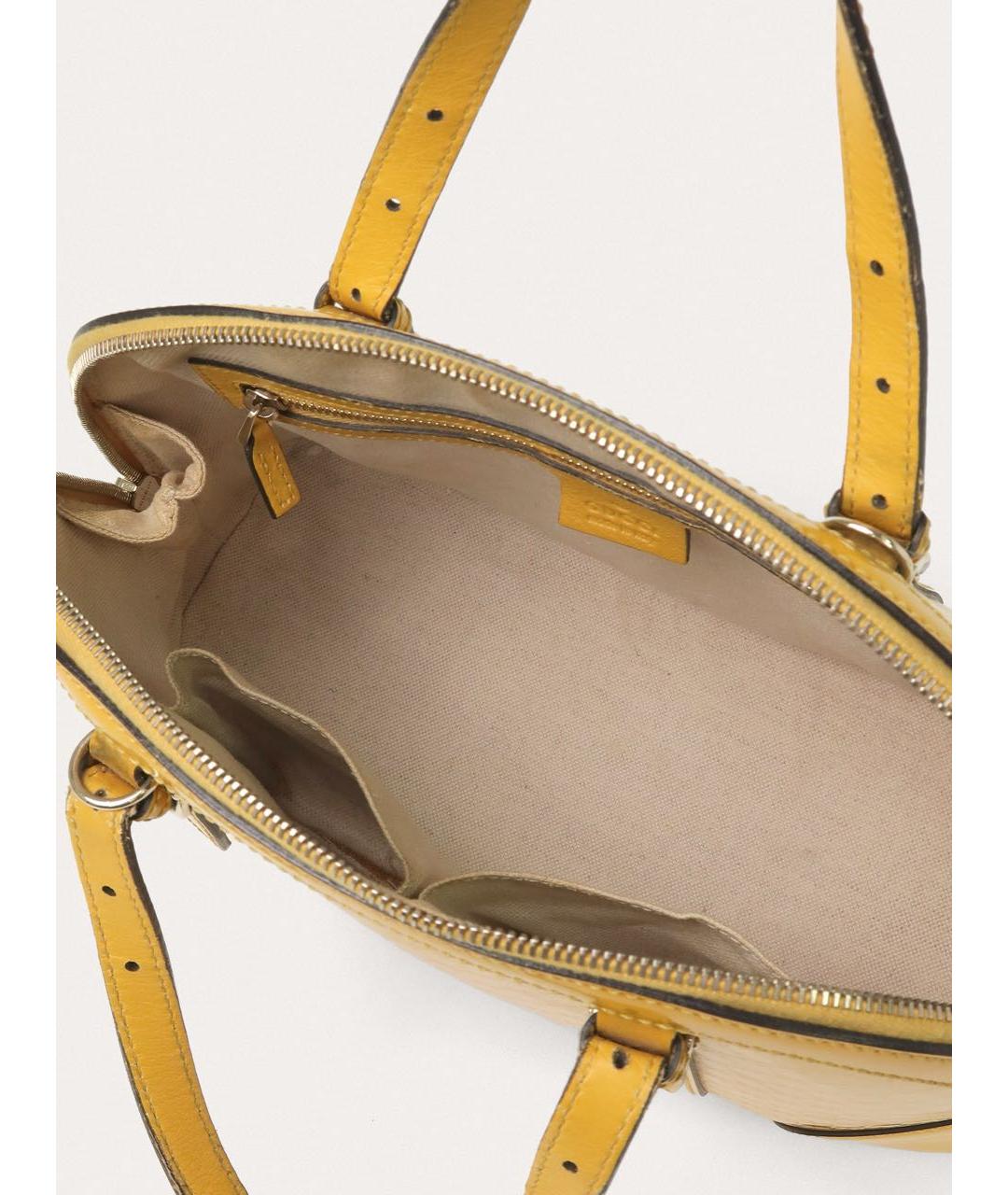 GUCCI Желтая сумка с короткими ручками из лакированной кожи, фото 4