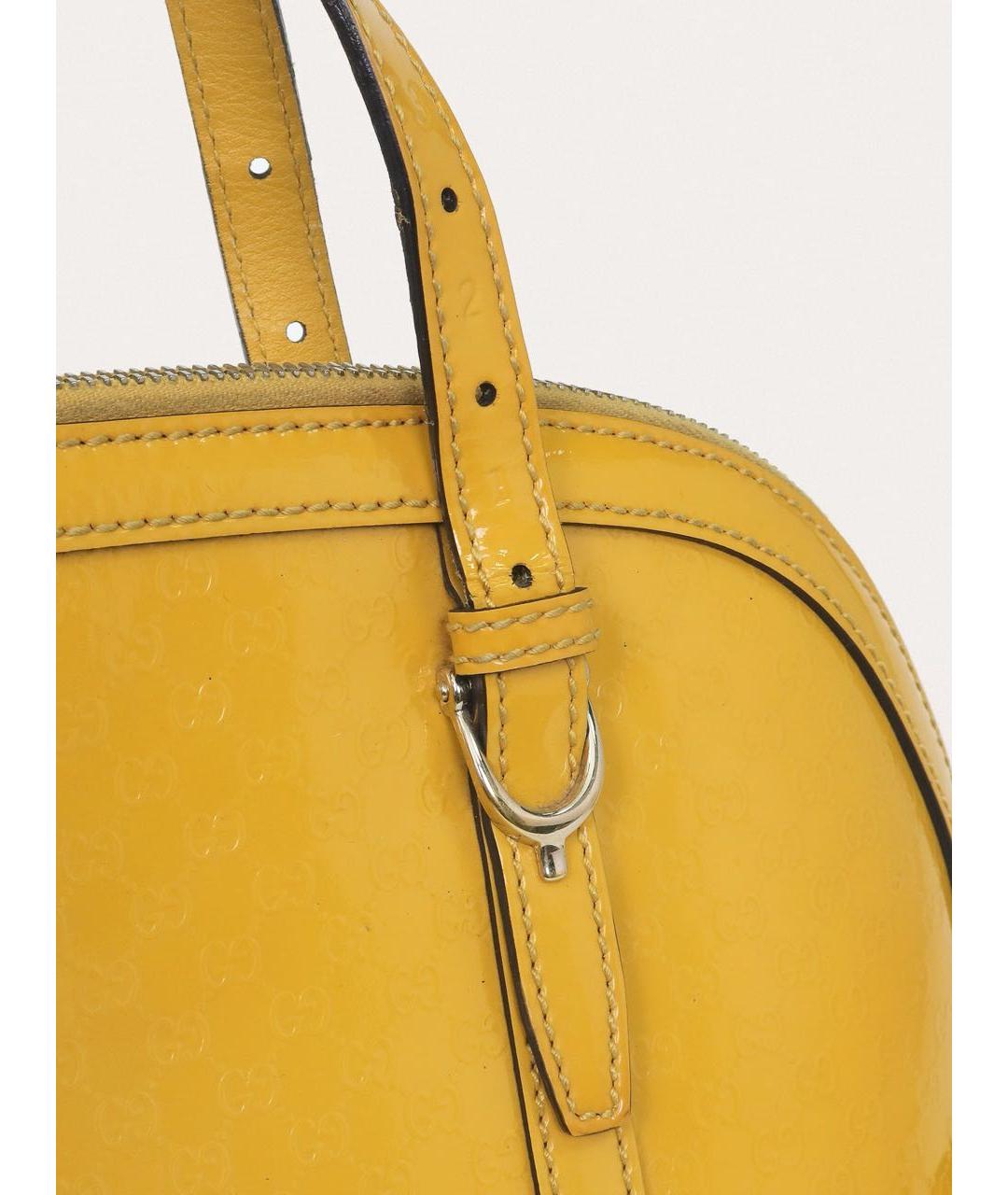 GUCCI Желтая сумка с короткими ручками из лакированной кожи, фото 7