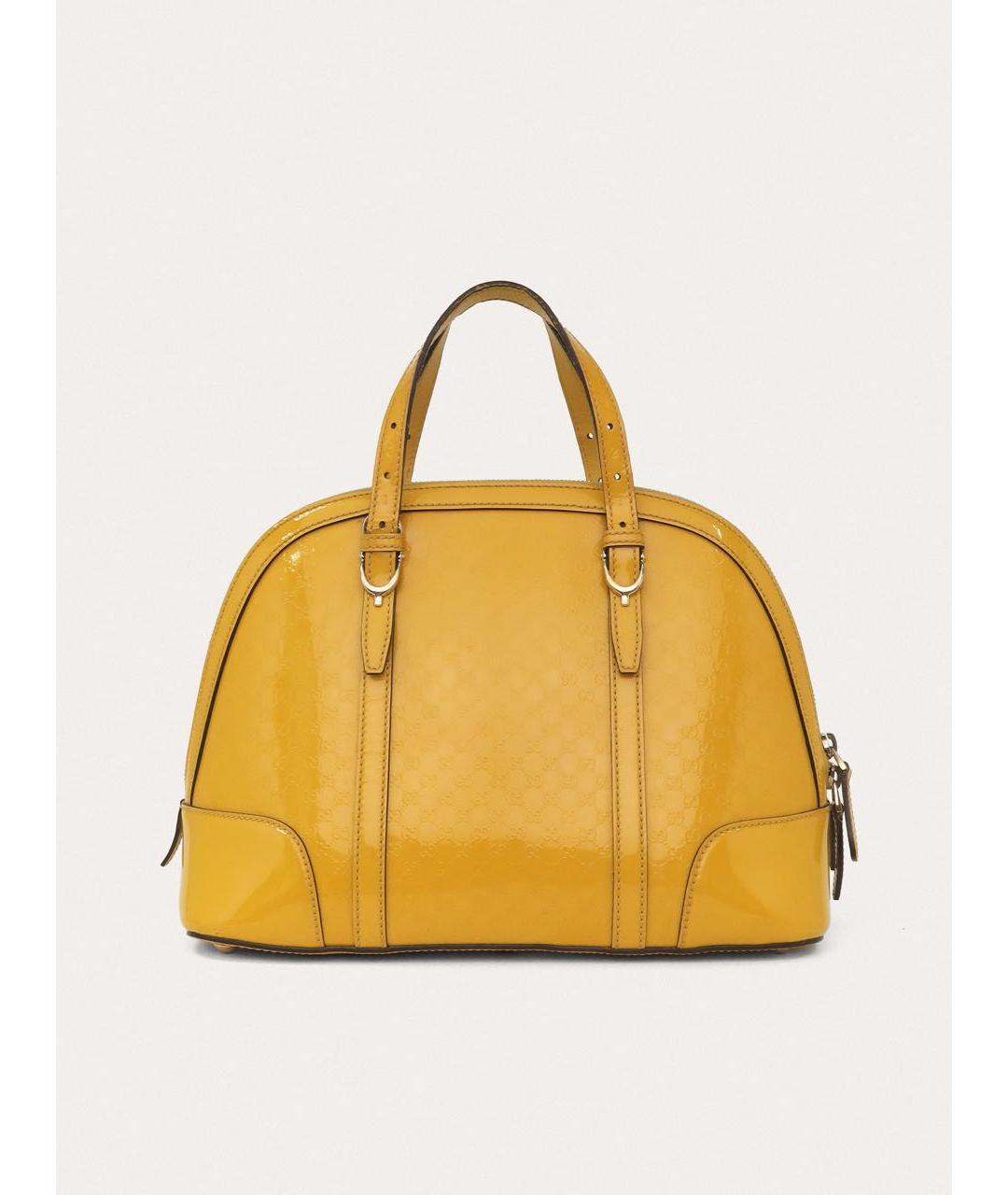 GUCCI Желтая сумка с короткими ручками из лакированной кожи, фото 3