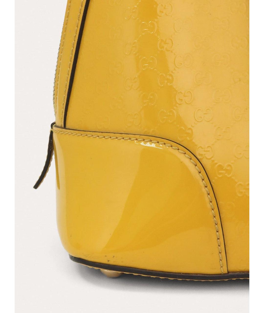 GUCCI Желтая сумка с короткими ручками из лакированной кожи, фото 6