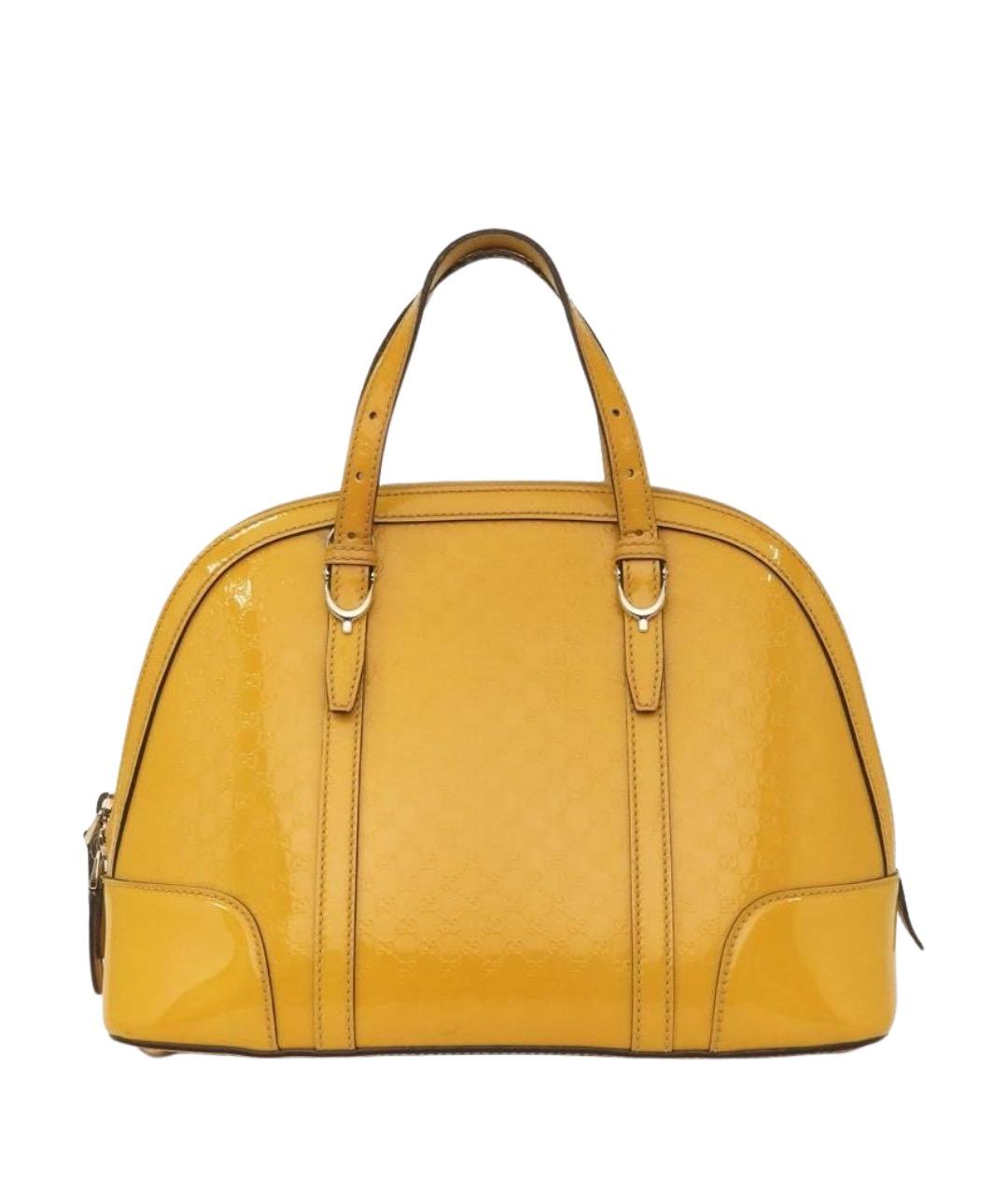 GUCCI Желтая сумка с короткими ручками из лакированной кожи, фото 1