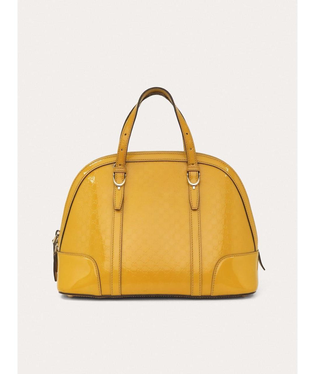 GUCCI Желтая сумка с короткими ручками из лакированной кожи, фото 9