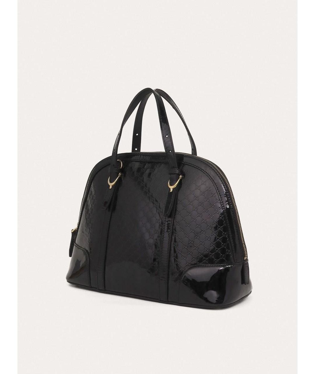 GUCCI Черная сумка с короткими ручками из лакированной кожи, фото 2