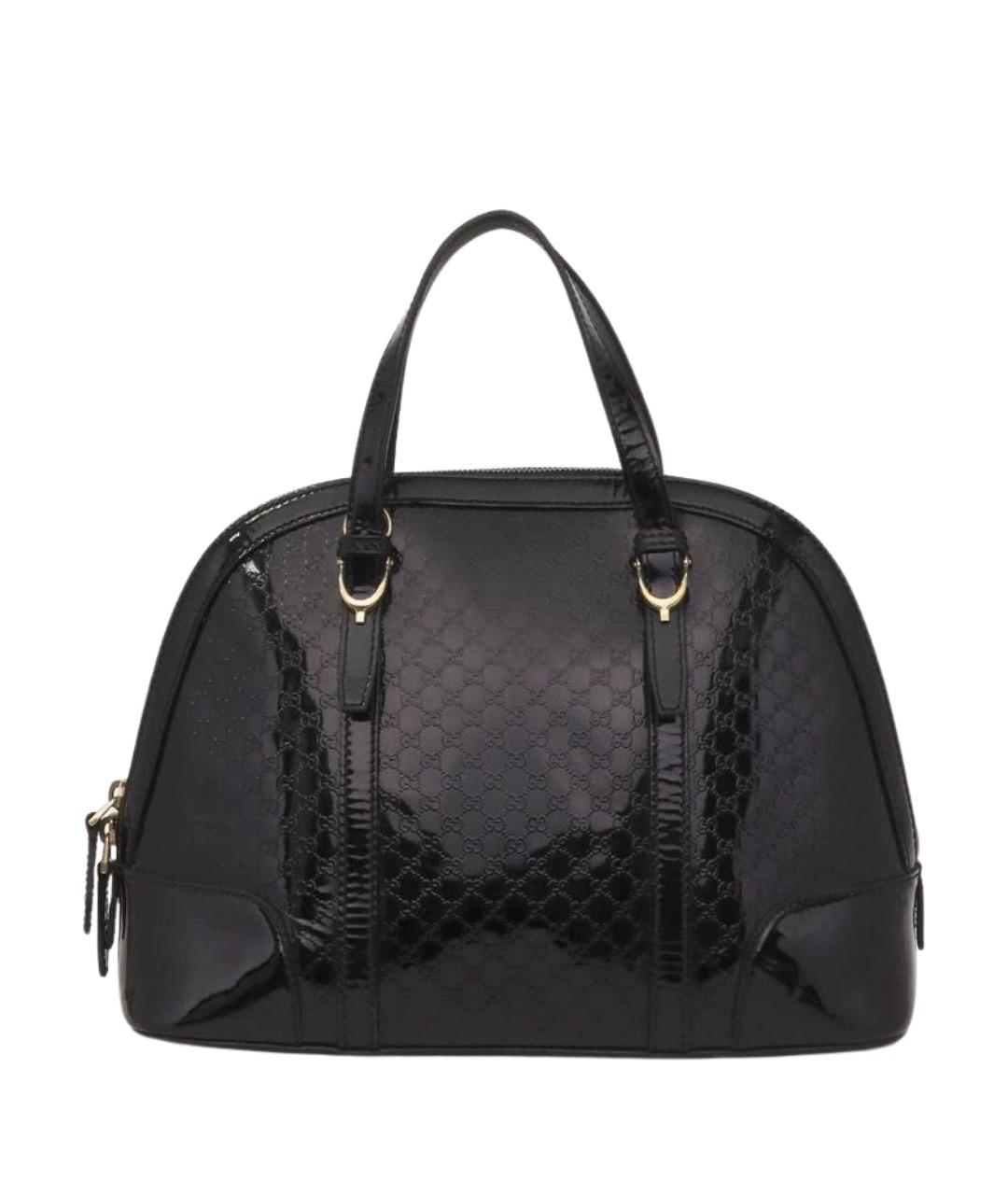 GUCCI Черная сумка с короткими ручками из лакированной кожи, фото 1