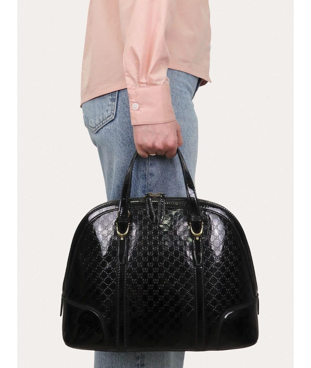 GUCCI Черная сумка с короткими ручками из лакированной кожи, фото 8