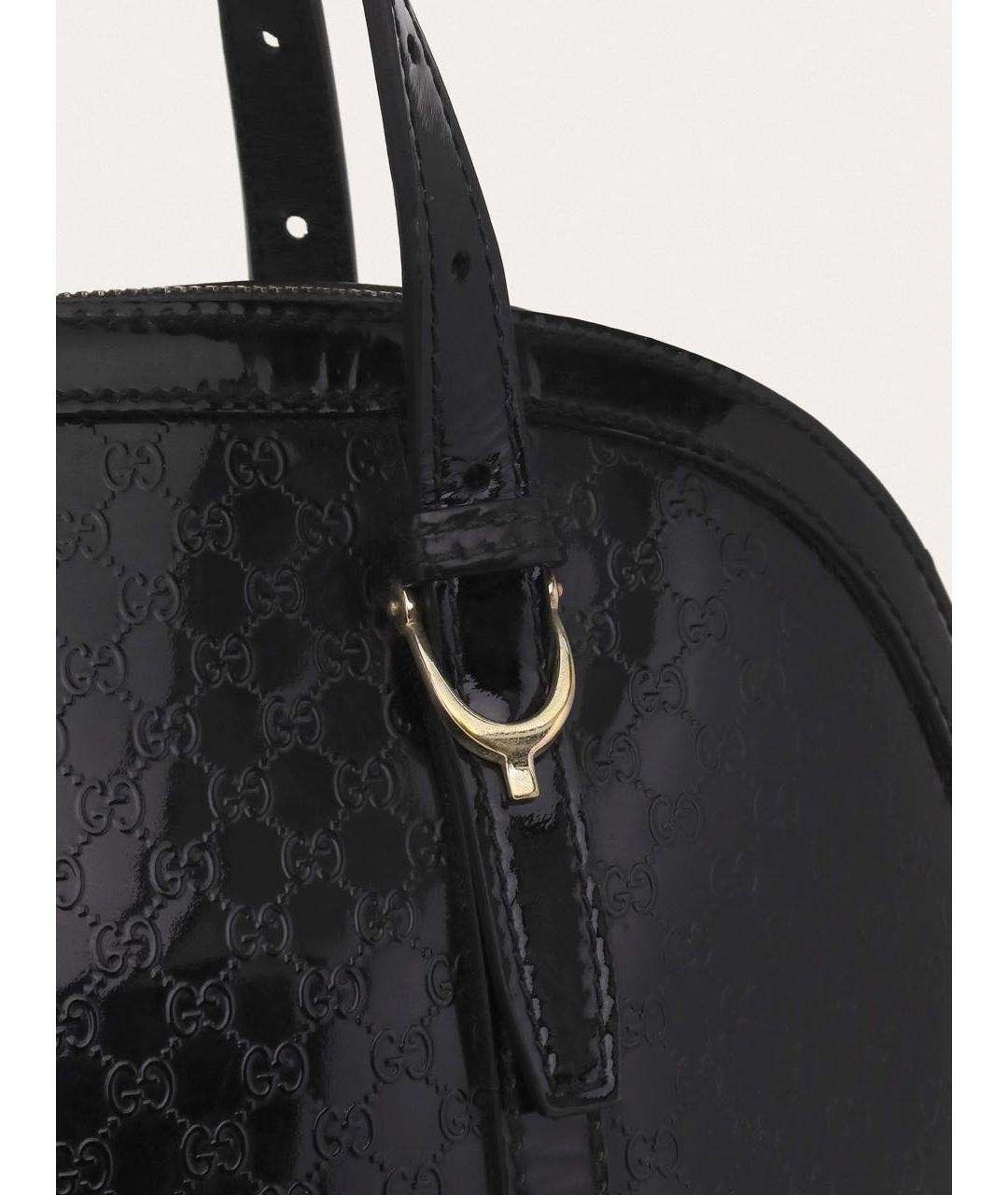 GUCCI Черная сумка с короткими ручками из лакированной кожи, фото 5