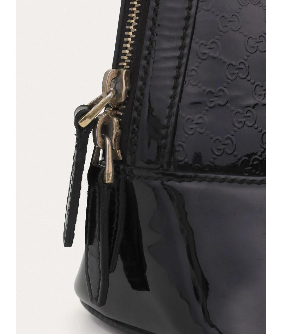 GUCCI Черная сумка с короткими ручками из лакированной кожи, фото 6
