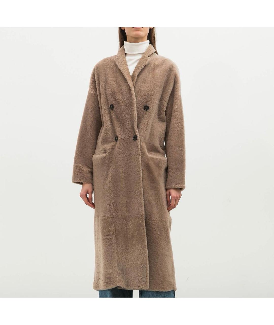 BRUNELLO CUCINELLI Бежевая меховая шуба, фото 8