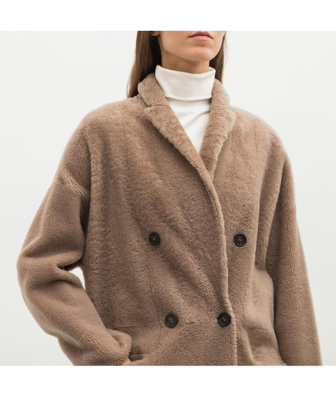 BRUNELLO CUCINELLI Бежевая меховая шуба, фото 6