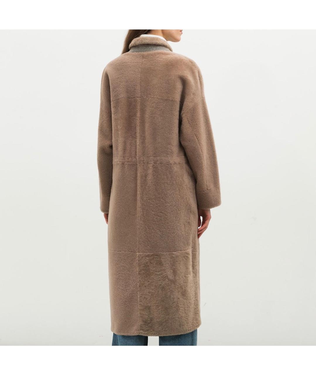 BRUNELLO CUCINELLI Бежевая меховая шуба, фото 5