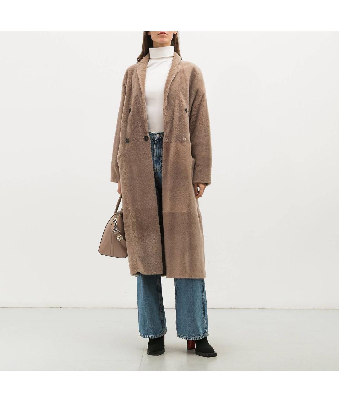 BRUNELLO CUCINELLI Бежевая меховая шуба, фото 4