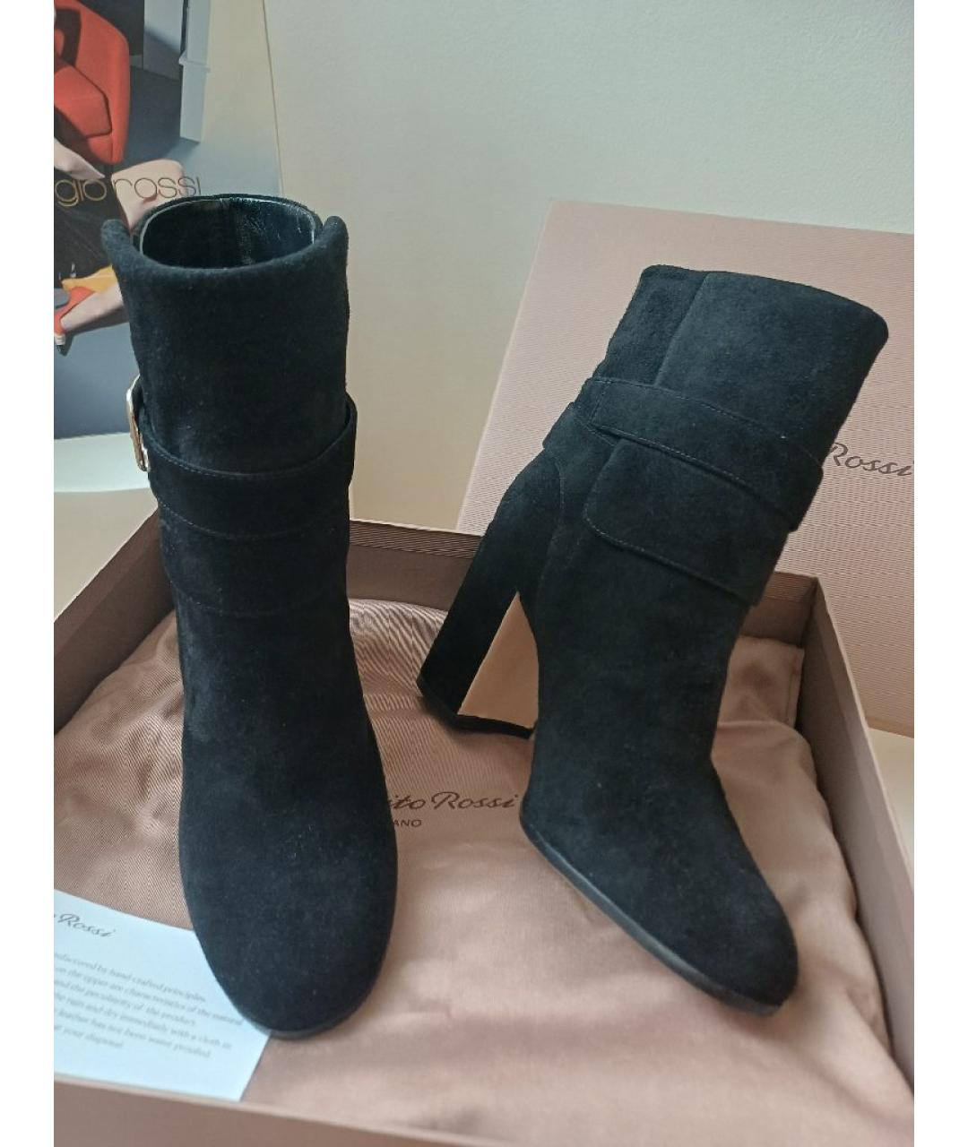 GIANVITO ROSSI Черные замшевые ботильоны, фото 4