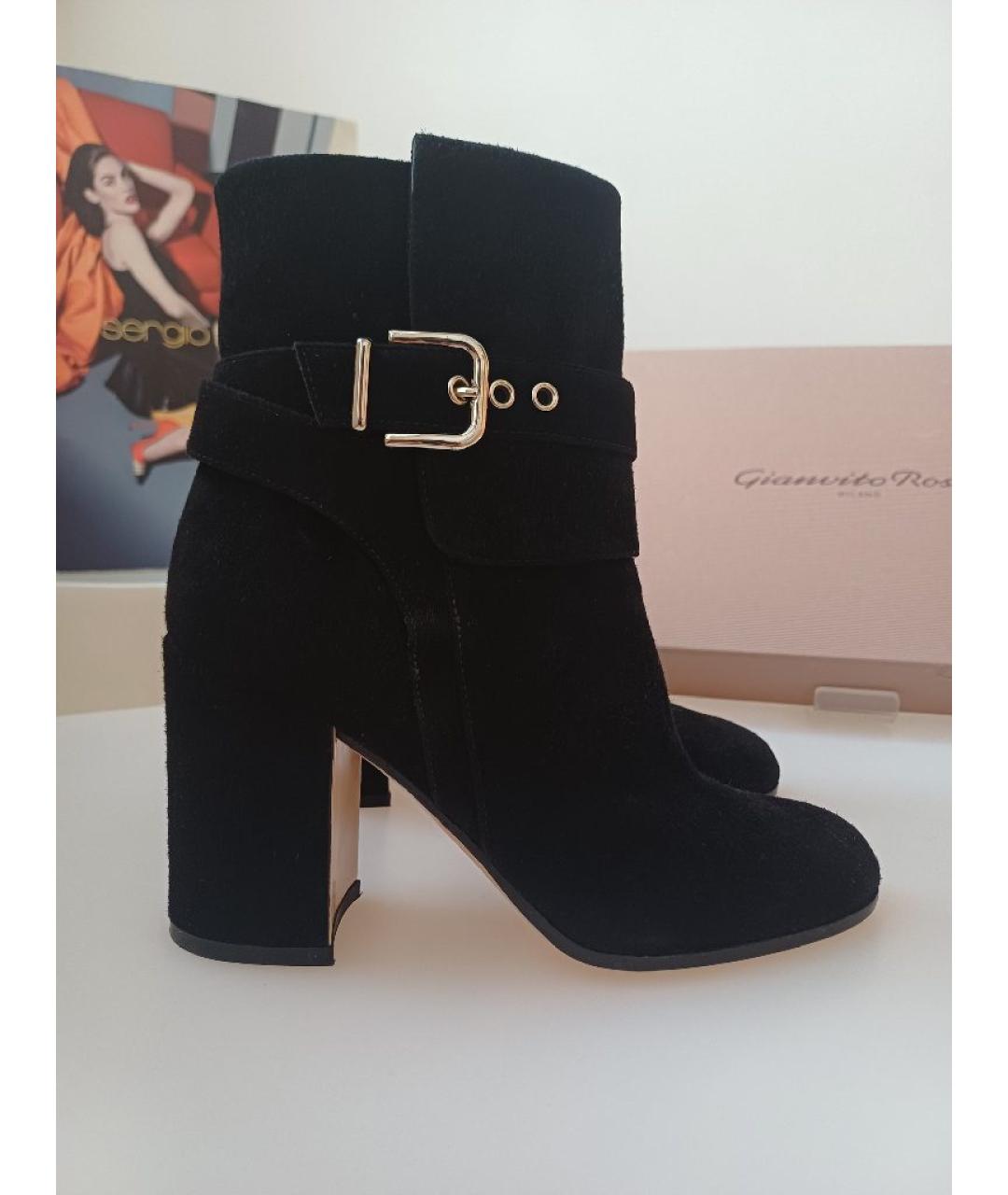 GIANVITO ROSSI Черные замшевые ботильоны, фото 3