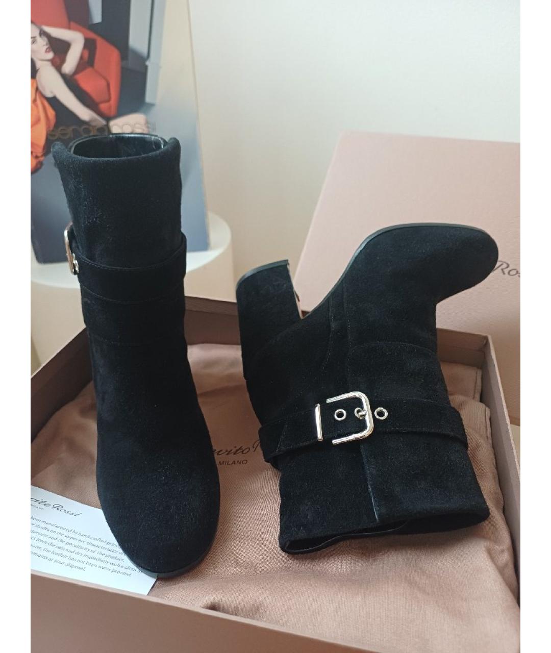 GIANVITO ROSSI Черные замшевые ботильоны, фото 5