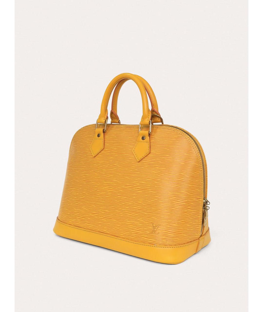 LOUIS VUITTON Желтая кожаная сумка с короткими ручками, фото 2