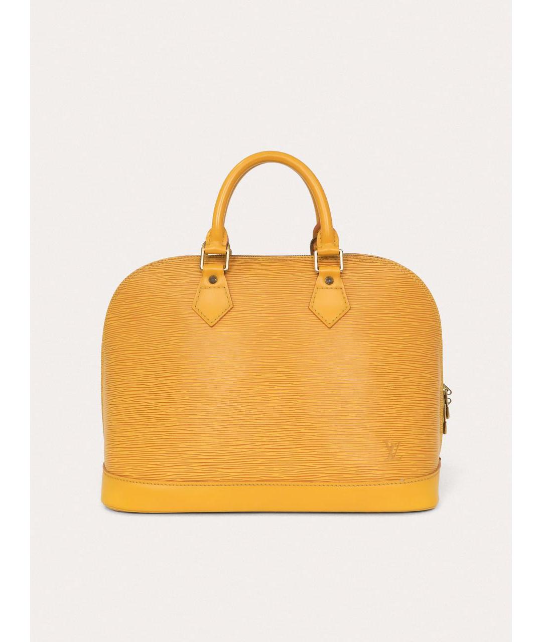 LOUIS VUITTON Желтая кожаная сумка с короткими ручками, фото 9