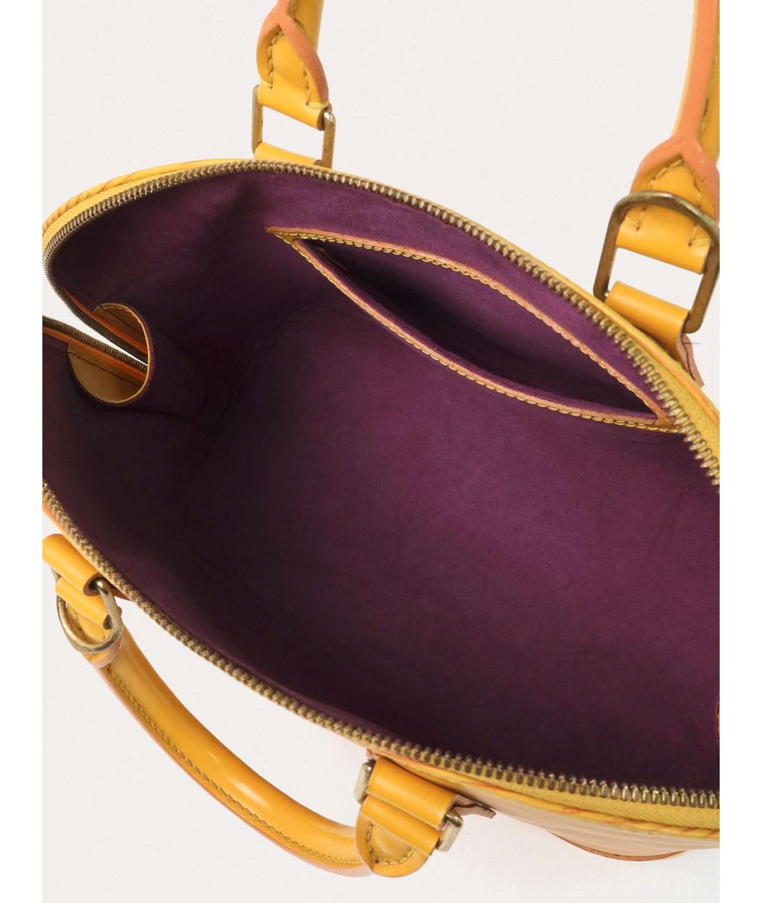 LOUIS VUITTON Желтая кожаная сумка с короткими ручками, фото 4