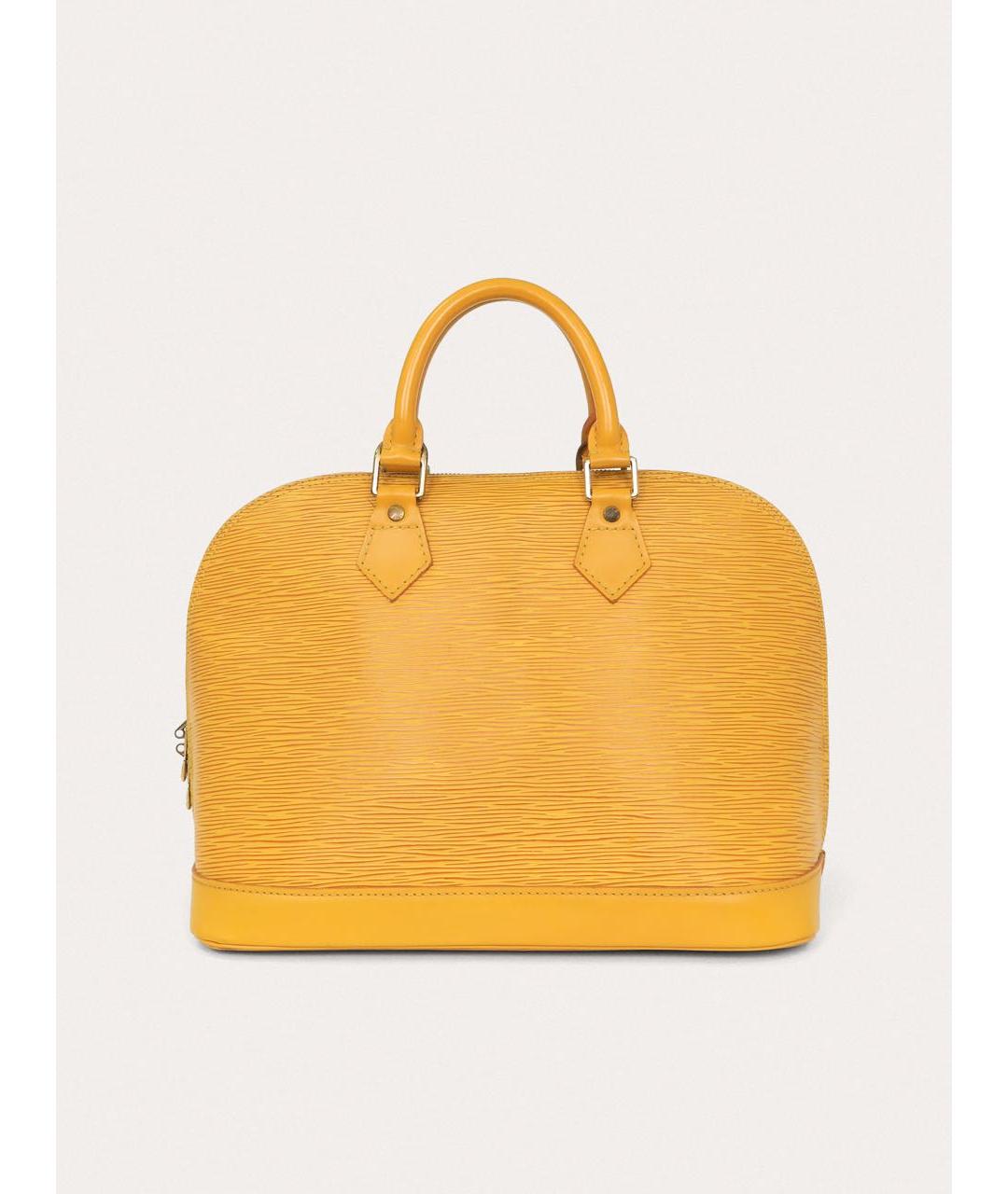 LOUIS VUITTON Желтая кожаная сумка с короткими ручками, фото 3