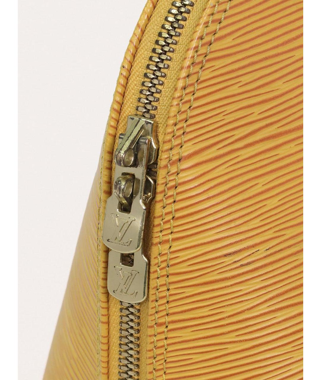 LOUIS VUITTON Желтая кожаная сумка с короткими ручками, фото 6