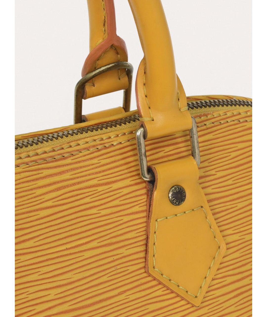 LOUIS VUITTON Желтая кожаная сумка с короткими ручками, фото 7