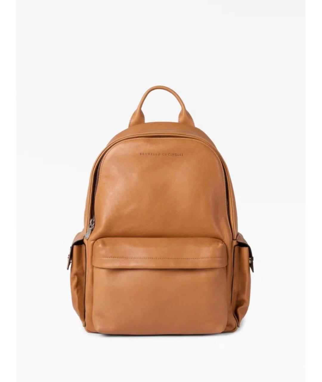 BRUNELLO CUCINELLI Оранжевый кожаный рюкзак, фото 8