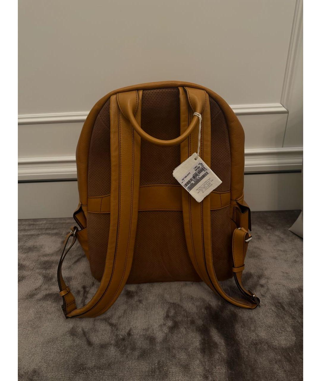 BRUNELLO CUCINELLI Оранжевый кожаный рюкзак, фото 3