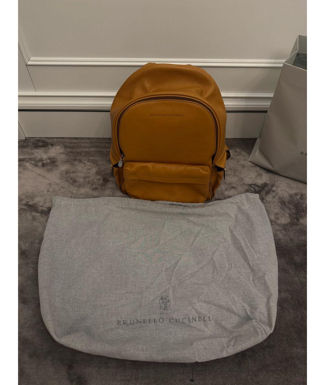 BRUNELLO CUCINELLI Оранжевый кожаный рюкзак, фото 5