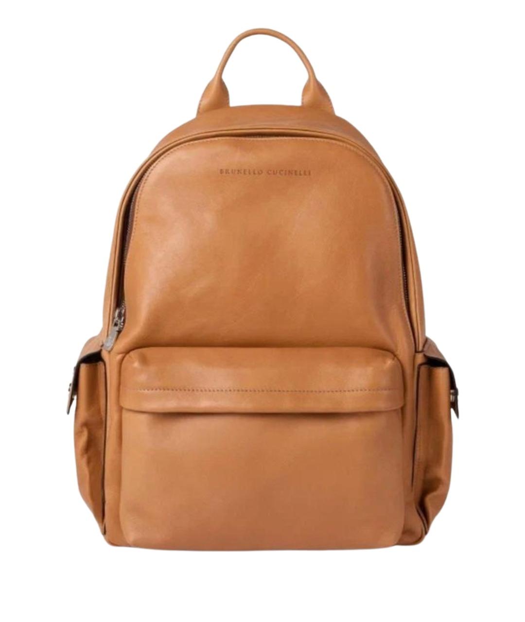 BRUNELLO CUCINELLI Оранжевый кожаный рюкзак, фото 1