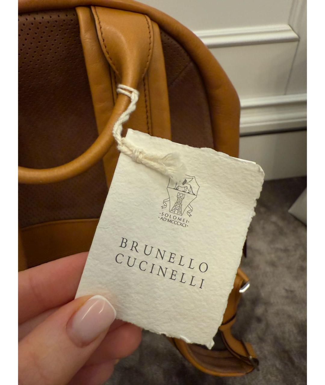 BRUNELLO CUCINELLI Оранжевый кожаный рюкзак, фото 4