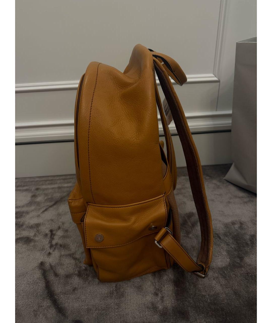 BRUNELLO CUCINELLI Оранжевый кожаный рюкзак, фото 7