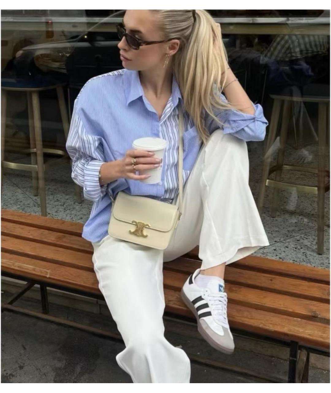 CELINE Белая кожаная сумка через плечо, фото 2