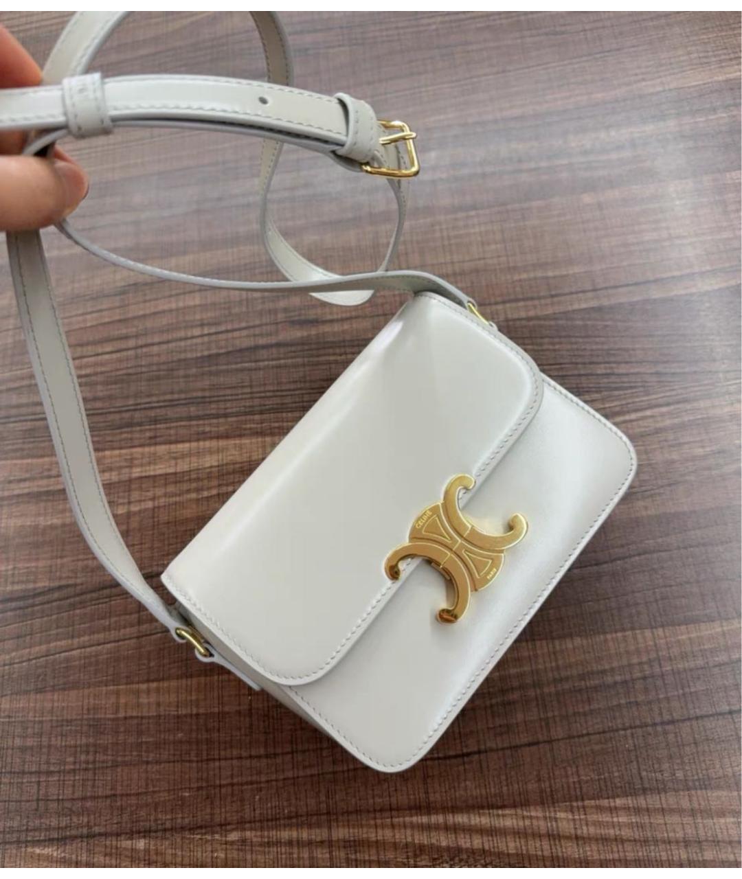 CELINE Белая кожаная сумка через плечо, фото 3
