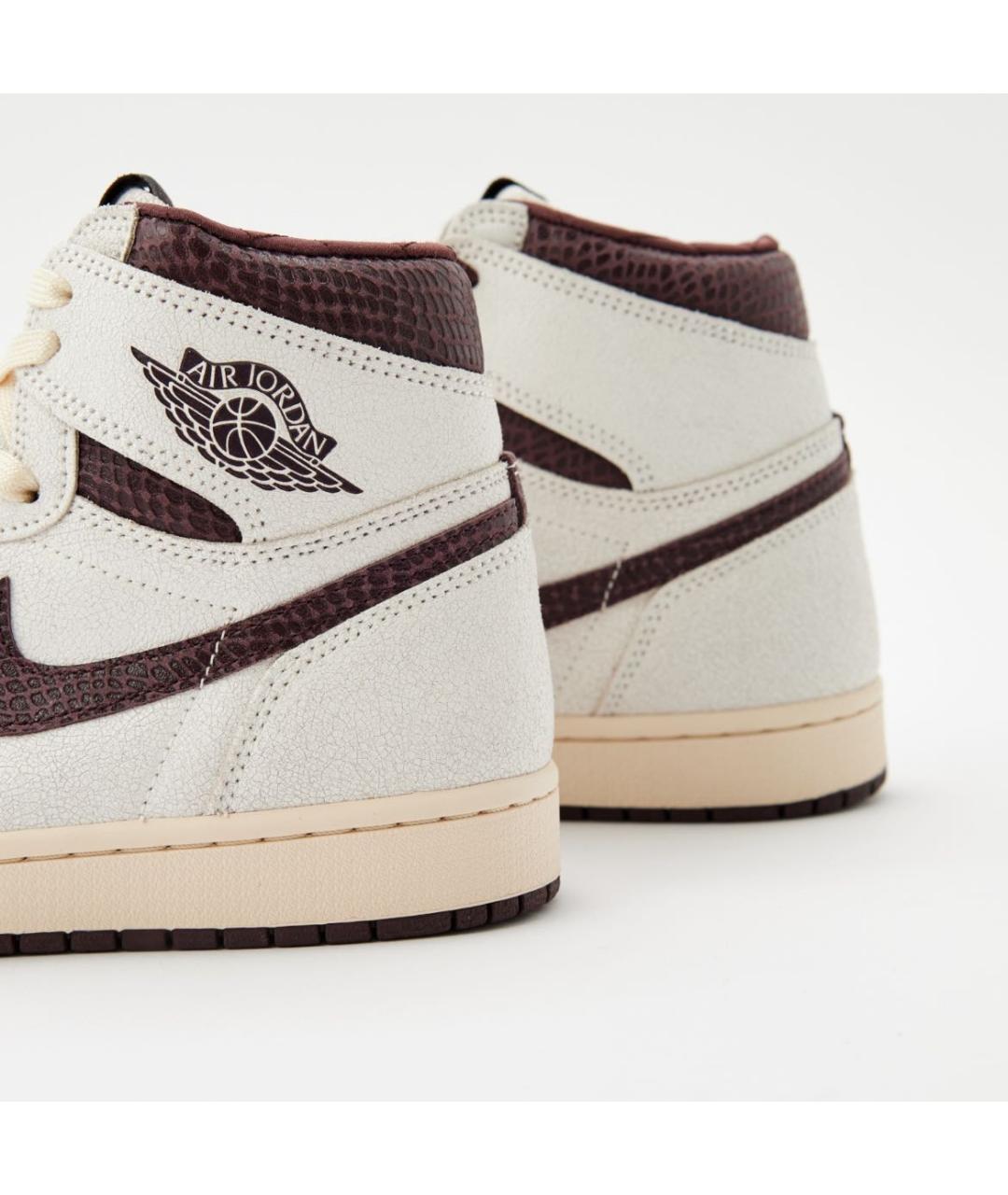 JORDAN Бежевые кожаные высокие кроссовки / кеды, фото 4