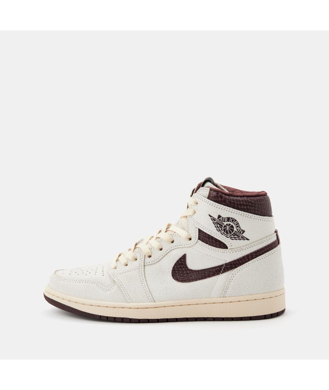 JORDAN Бежевые кожаные высокие кроссовки / кеды, фото 3