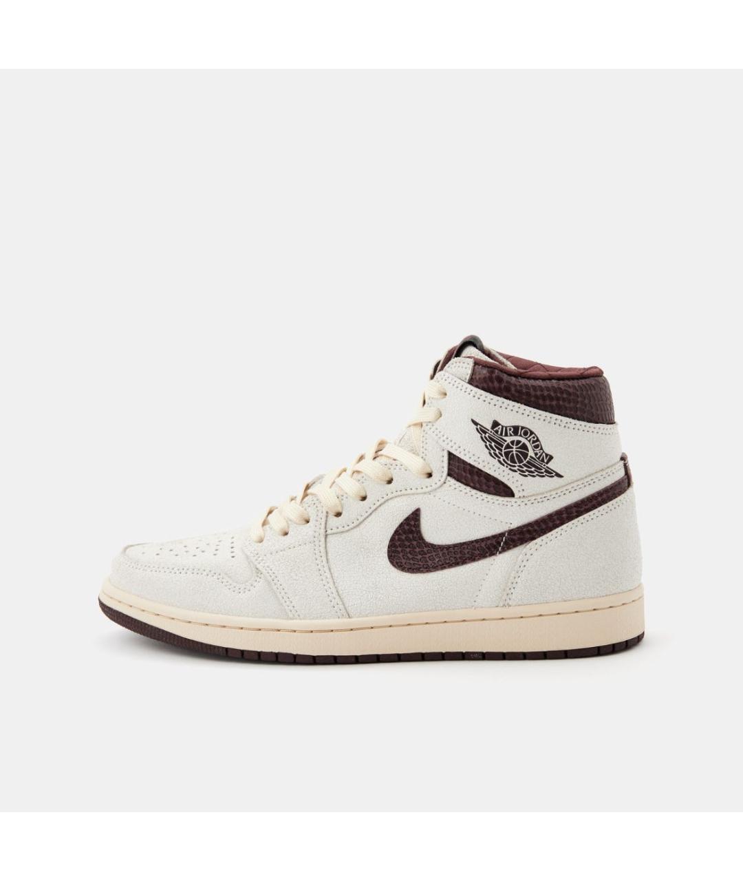 JORDAN Бежевые кожаные высокие кроссовки / кеды, фото 7