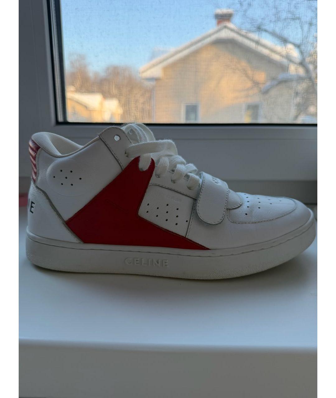 CELINE Белые кожаные кроссовки, фото 9