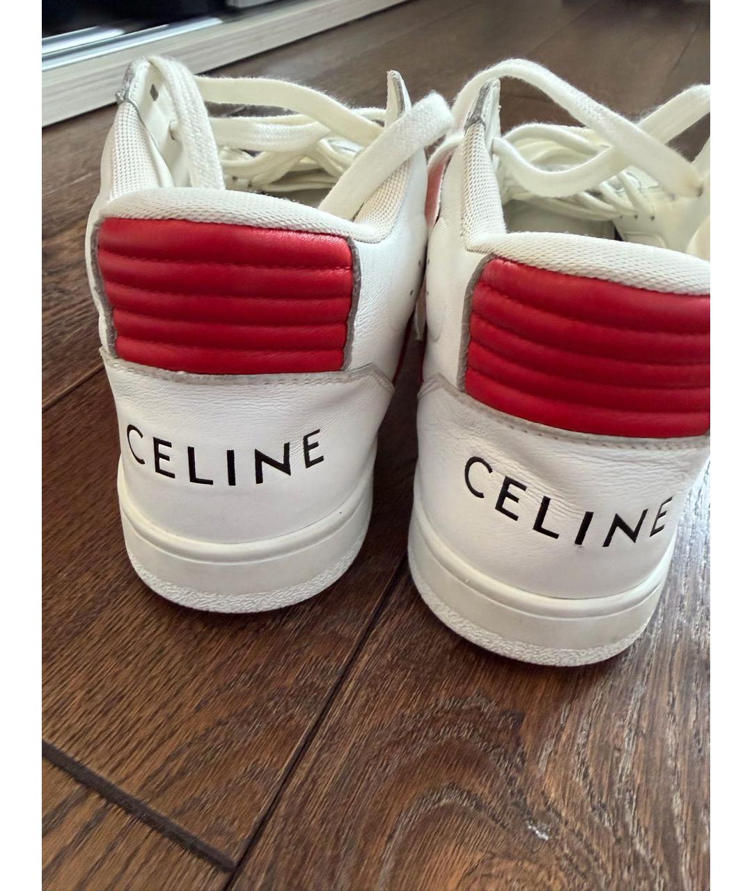 CELINE Белые кожаные кроссовки, фото 3