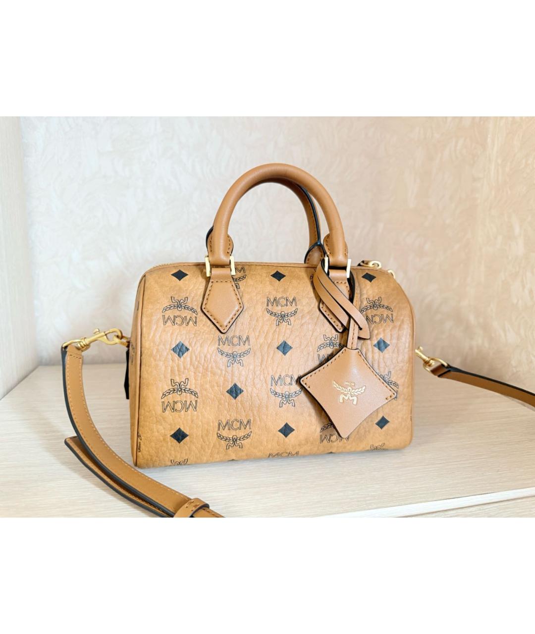 MCM Коричневая сумка с короткими ручками, фото 3