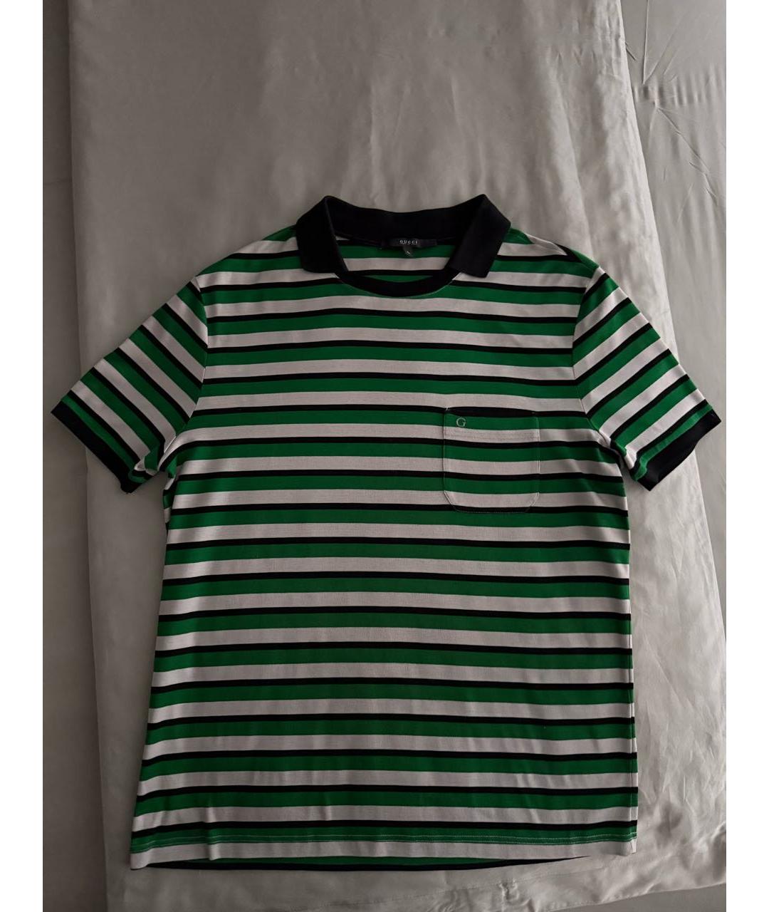 GUCCI Зеленые хлопковое поло с коротким рукавом, фото 5