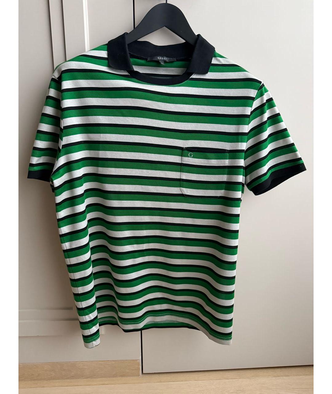 GUCCI Зеленые хлопковое поло с коротким рукавом, фото 4