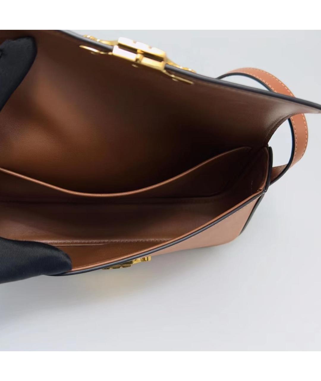 CELINE Коричневая кожаная сумка через плечо, фото 3