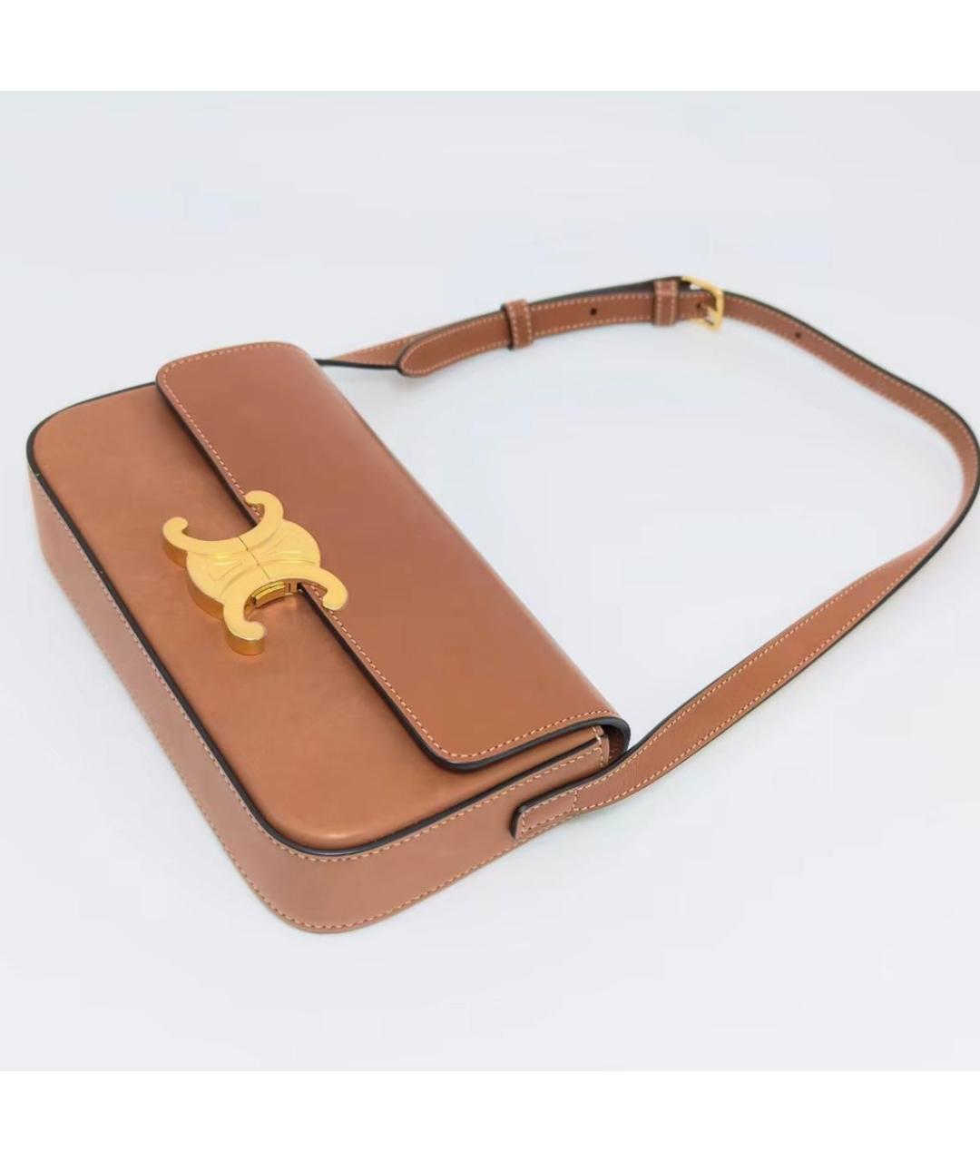 CELINE Коричневая кожаная сумка через плечо, фото 2