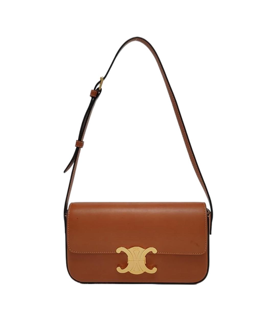 CELINE Коричневая кожаная сумка через плечо, фото 5