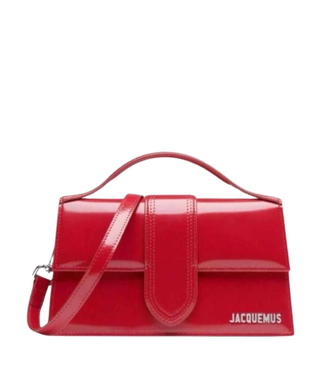 JACQUEMUS Красная сумка с короткими ручками из лакированной кожи, фото 1