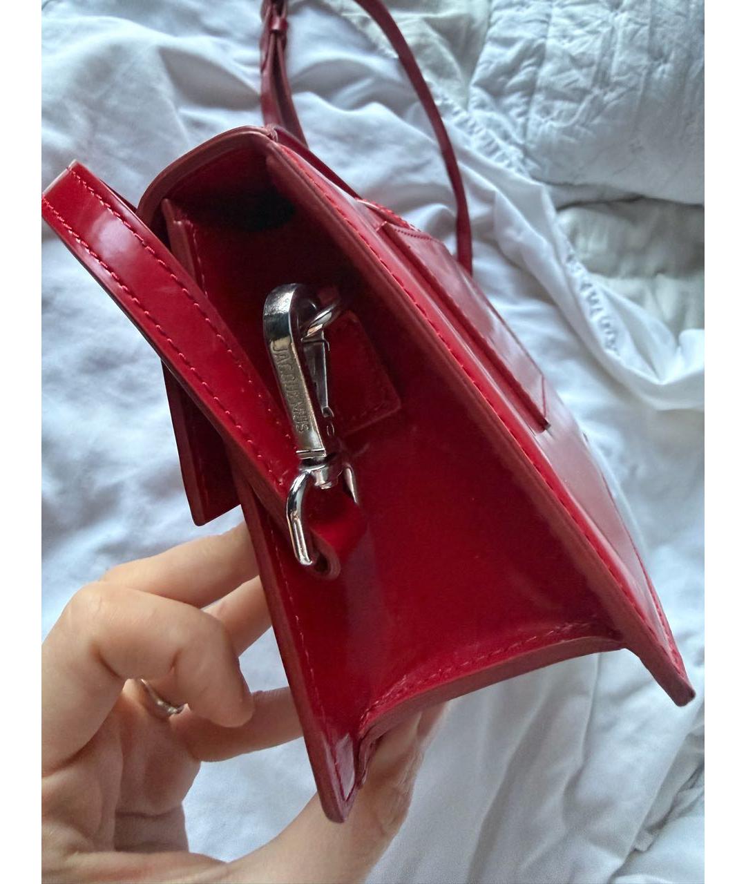 JACQUEMUS Красная сумка с короткими ручками из лакированной кожи, фото 5
